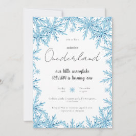 Elegant Winter Snowflake Onederland Erster Geburts Einladung