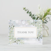 Elegant Winter Snowflakes Grüne Danke (Stehend Vorderseite)