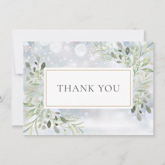 Elegant Winter Snowflakes Grüne Danke (Vorderseite)