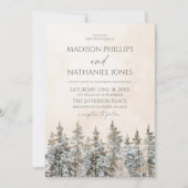 Elegant Winter Snowy Pine Tree Landscape Wedding Einladung (Vorderseite)