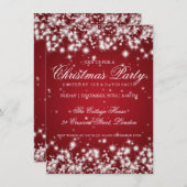 Elegant Winter Sparkle 2 Rot Einladung (Vorne/Hinten)