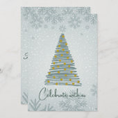 Elegant Winter themed Snow Xmas Tree Weihnachten Einladung (Vorne/Hinten)