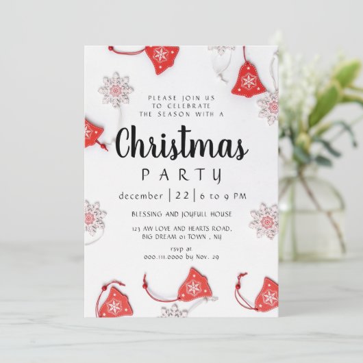 Elegant Winter Traditional Christmas Party Einladung (Stehend Vorderseite)