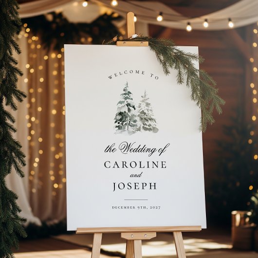 Elegant Winter Trees Wedding Welcome Sign Poster