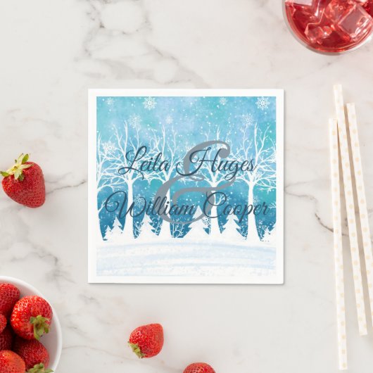 Elegant Winter Wedding Blue Serviette (Beispiel)