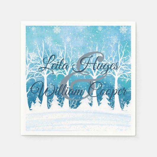 Elegant Winter Wedding Blue Serviette (Vorderseite)