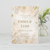 Elegant Winter Wedding Invitation | Ivory & Gold Einladung (Stehend Vorderseite)