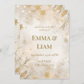 Elegant Winter Wedding Invitation | Ivory & Gold Einladung (Vorne/Hinten)