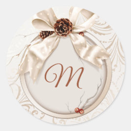 Elegant Winter Wedding Monogram Sticker