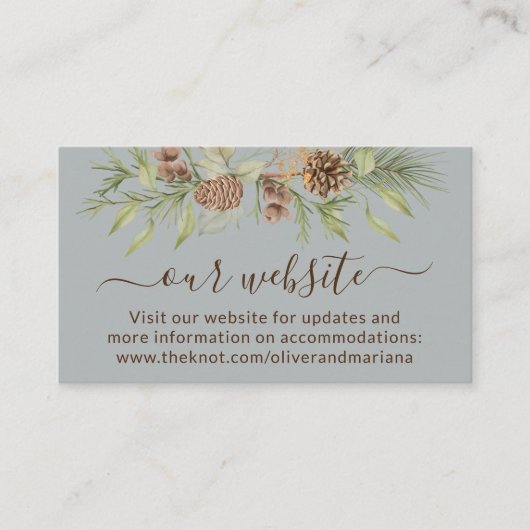 Elegant Winter Wedding Website QR Code Begleitkarte (Vorderseite)