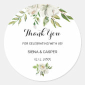 Elegant Winter White Peony Vielen Dank für Ihre Un Runder Aufkleber (Vorderseite)