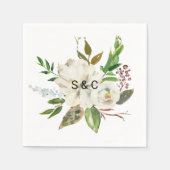 Elegant Winter White Peony Wedding Napkin Serviette (Vorderseite)