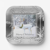Elegant Winter Wonderland Christmas Deer Pappteller (Vorderseite)