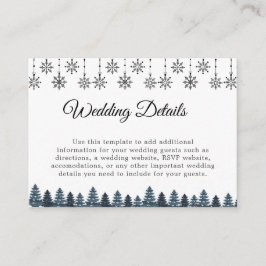 Elegant Winter Wonderland Snowboardfahren Hochzeit Begleitkarte