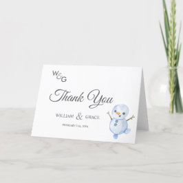 Elegant Winter Wonderland Snowboardfahren Hochzeit Dankeskarte