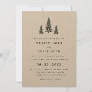 Elegant Winter Wonderland Snowboardfahren Hochzeit Einladung