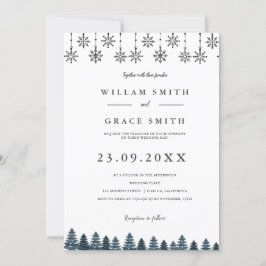 Elegant Winter Wonderland Snowboardfahren Hochzeit Einladung