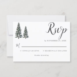 Elegant Winter Wonderland Snowboardfahren Hochzeit RSVP Karte