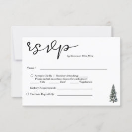 Elegant Winter Wonderland Snowboardfahren Hochzeit RSVP Karte
