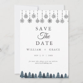 Elegant Winter Wonderland Snowboardfahren Hochzeit Save The Date