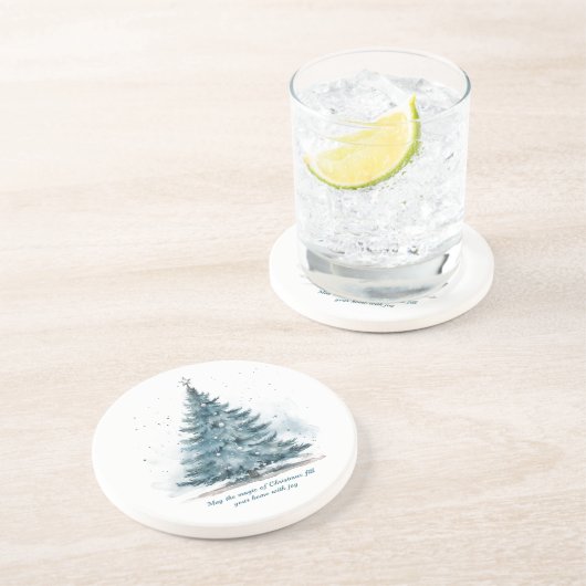 Elegant Winter Wonderland Weihnachtsbaum Getränkeuntersetzer (Seite)