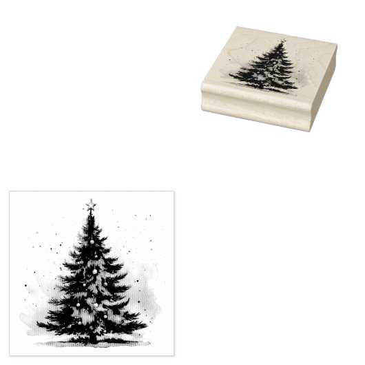 Elegant Winter Wonderland Weihnachtsbaum Gummistempel (Stempel)