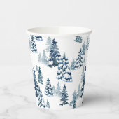 Elegant Winter Woodland Snowy Fir Forest Weihnacht Pappbecher (Links)