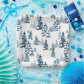 Elegant Winter Woodland Snowy Fir Forest Weihnacht Pappteller (Party)
