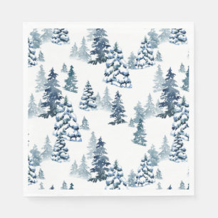 Elegant Winter Woodland Snowy Fir Forest Weihnacht Serviette
