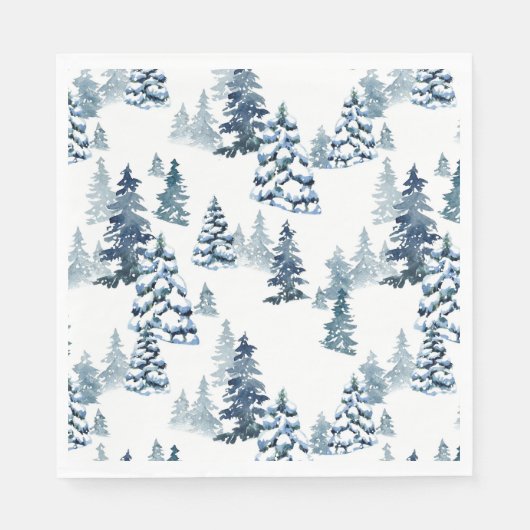 Elegant Winter Woodland Snowy Fir Forest Weihnacht Serviette (Vorderseite)