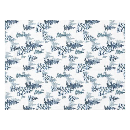 Elegant Winter Woodland Snowy Fir Forest Weihnacht Tischdecke (Vorderseite (Horizontal))