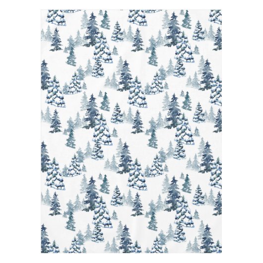 Elegant Winter Woodland Snowy Fir Forest Weihnacht Tischdecke (Vorderseite)
