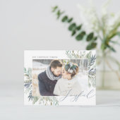 Elegant Winterfoliage Frame | Holiday Foto Postkarte (Stehend Vorderseite)