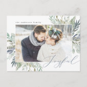 Elegant Winterfoliage Frame | Holiday Foto Postkarte (Vorderseite)