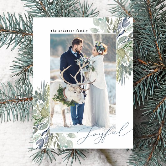 Elegant Winterfoliage Frame | Holiday Foto Postkarte