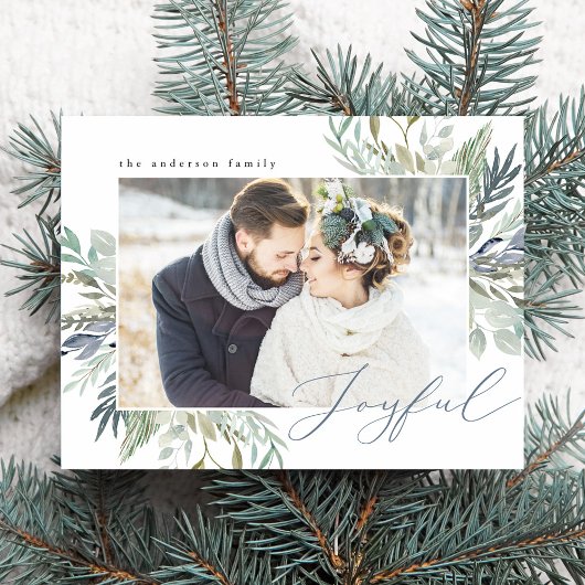 Elegant Winterfoliage Frame | Holiday Foto Postkarte