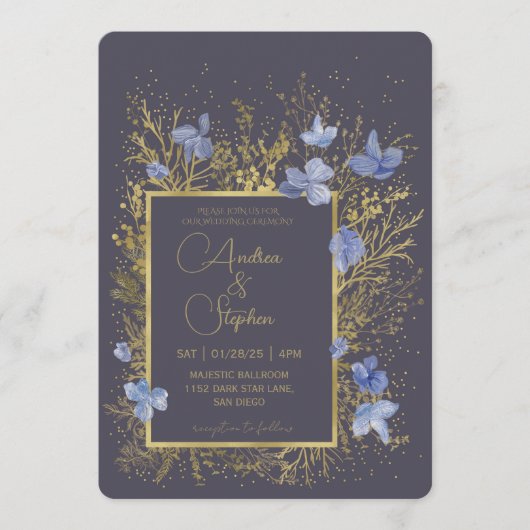 Elegant Wintry Foliage Winter Wedding Einladung (Vorderseite)