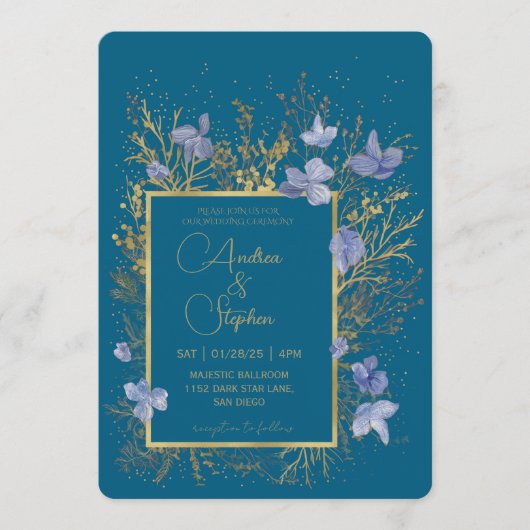 Elegant Wintry Foliage Winter Wedding Einladung (Vorderseite)