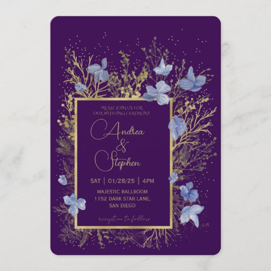 Elegant Wintry Foliage Winter Wedding Einladung (Vorderseite)