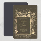 Elegant Wintry Foliage Winter Wedding Einladung (Vorne/Hinten)