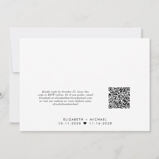 Elegant, wir entwickeln QR-Code Hochzeitsempfang Einladung (Rückseite)