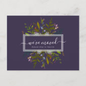 Elegant Wir haben Blue Botanical Script verschoben Postkarte (Vorderseite)