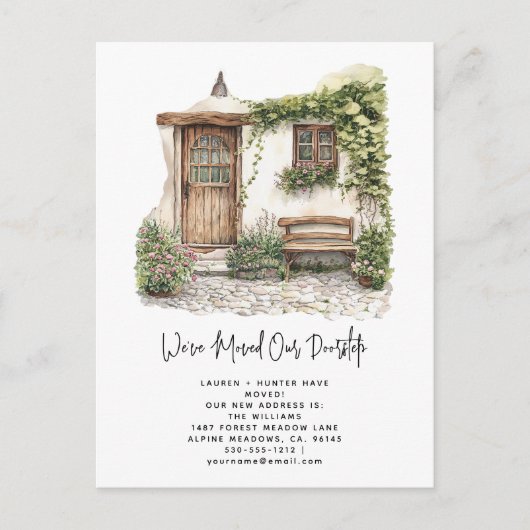 Elegant Wir haben Wasserfarben-Grün Neues Haus Ankündigungspostkarte (Vorderseite)
