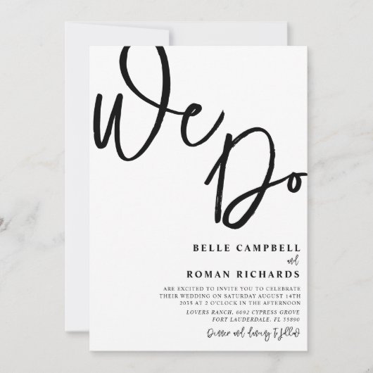 Elegant Wir machen eine Schwarz-Weiß-Hochzeit mit Einladung (Vorderseite)