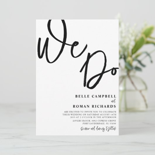 Elegant Wir machen eine Schwarz-Weiß-Hochzeit mit Einladung (Stehend Vorderseite)