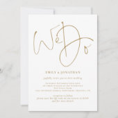 Elegant Wir machen Gold Script QR Code Hochzeit Einladung (Vorderseite)