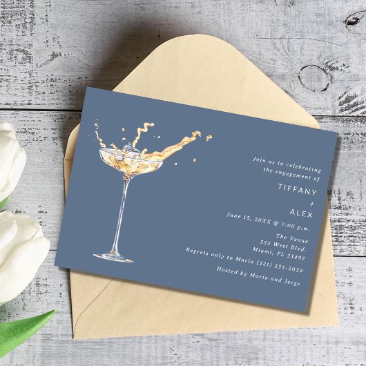 Elegant Wir sind eine Verlobte Champagner Engageme Einladung