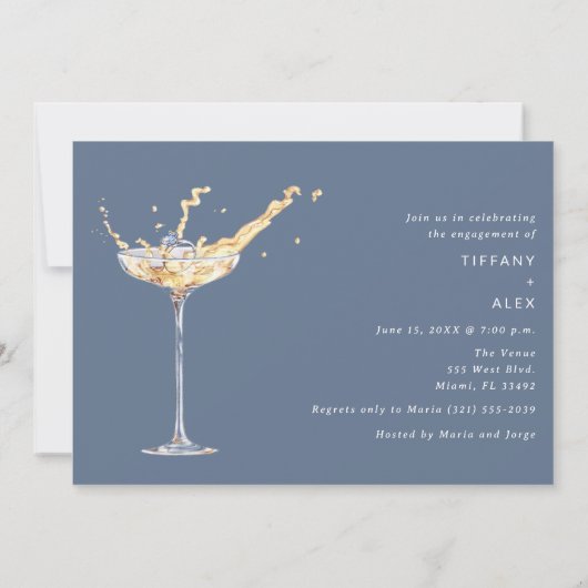 Elegant Wir sind eine Verlobte Champagner Engageme Einladung (Rückseite)