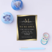 Elegant Wir sind Open Salon Black Gold Minimalisti Flyer (Einzeln)