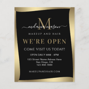 Elegant Wir sind Open Salon Black Gold Minimalisti Flyer